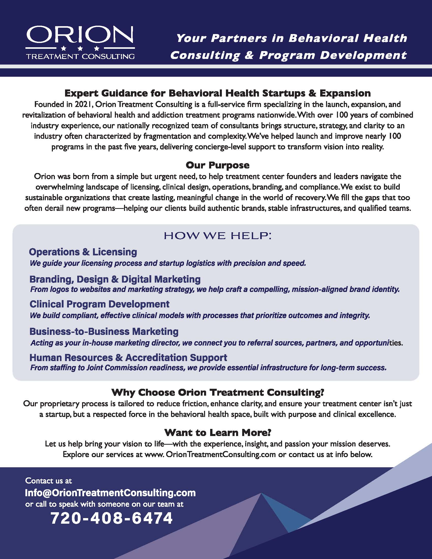 OTC Onesheet -Overview of Services How To Open A Rehab Center, How to Start a Drug and Alcohol Rehab Center, treatment startup